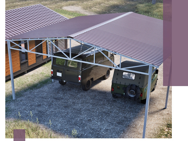 Двускатные навесы под ключ в Нижнеудинске — изготовление и монтаж